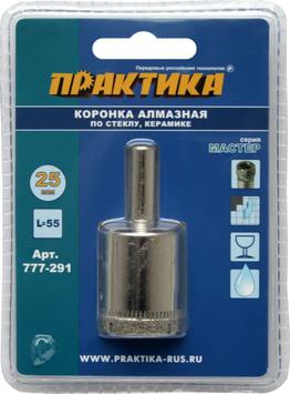 Коронка алмазная ПРАКТИКА  "Мастер" по стеклу и керамике  25 мм (1шт) блистер (777-291)