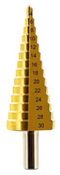 Сверло по металлу ступенчатое ПРАКТИКА 4-30 мм шаг 2 мм TIN (1шт.) блистер