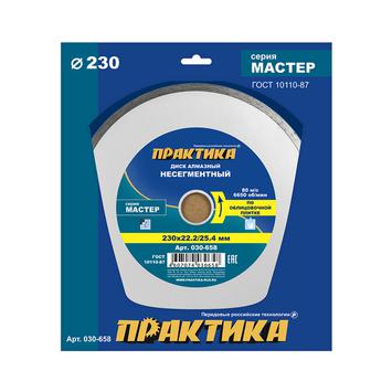 Диск алмазный несегментный ПРАКТИКА "Мастер" 230 х 25,4/22 мм (030-658)