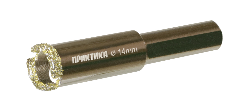 Коронка алмазная ПРАКТИКА "Профи" по керамограниту/керамике  14х65мм (1шт) блистер (917-545)