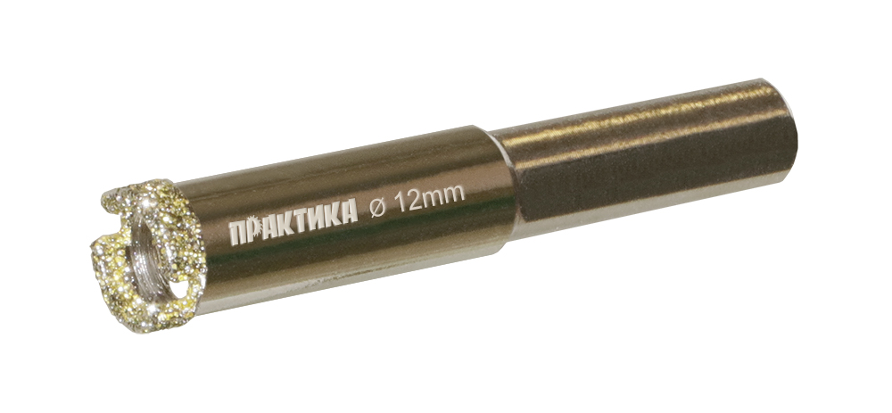 Коронка алмазная ПРАКТИКА "Профи" по керамограниту/керамике  12х65мм (1шт) блистер (917-538)
