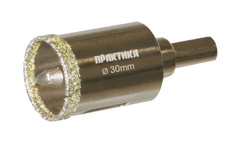 Коронка алмазная ПРАКТИКА "Профи" по керамограниту/керамике  30х70мм, пилотное сверло, (1шт) (917-613)