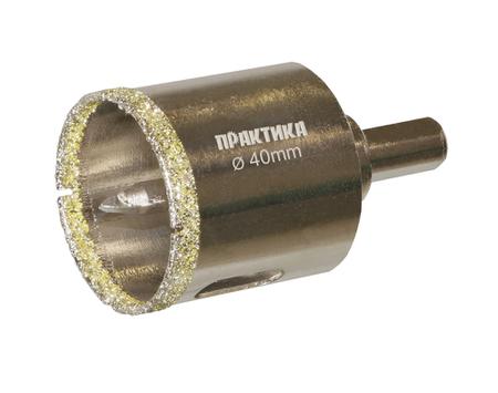 Коронка алмазная ПРАКТИКА "Профи" по керамограниту/керамике  40х70мм, пилотное сверло (1шт) блистер (917-651)