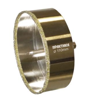 Коронка алмазная ПРАКТИКА "Профи" по керамограниту/керамике 110х70мм, пилотное сверло (1шт) блистер (917-750)