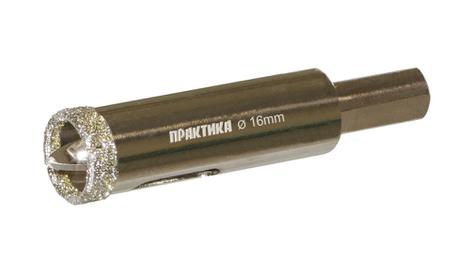 Коронка алмазная ПРАКТИКА "Профи" по керамограниту/керамике  16х70мм, пилотное сверло, (1шт) (917-552)