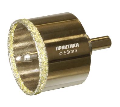 Коронка алмазная ПРАКТИКА "Профи" по керамограниту/керамике  55х70мм, пилотное сверло, (1шт) (917-682)