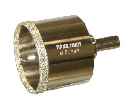 Коронка алмазная ПРАКТИКА "Профи" по керамограниту/керамике  50х70мм, пилотное сверло (1шт) блистер (917-675)