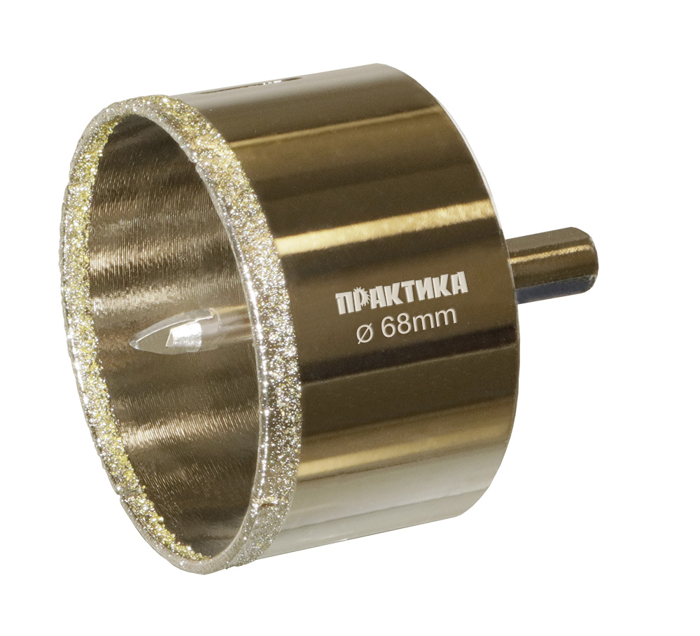 Коронка алмазная ПРАКТИКА "Профи" по керамограниту/керамике  68х70мм, пилотное сверло, (1шт) (917-712)