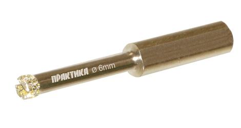 Коронка алмазная ПРАКТИКА "Профи" по керамограниту/керамике   6х65мм (1шт) блистер (917-507)