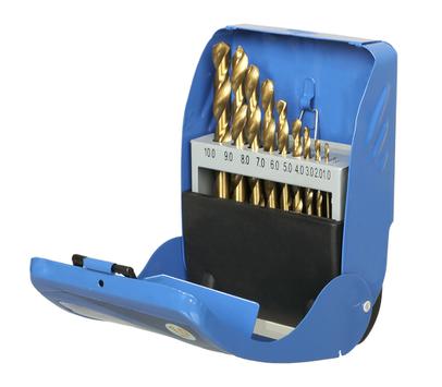 Набор сверл по металлу ПРАКТИКА "Мастер", 10 шт, 1 - 10 мм в металлической кассете (911-956)