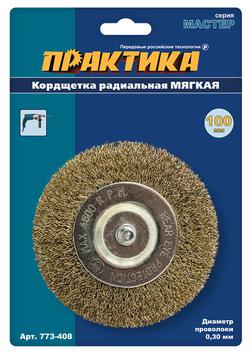 Кордщетка для дрели радиальная мягкая ПРАКТИКА 100 мм, хвост 6 мм (773-408)