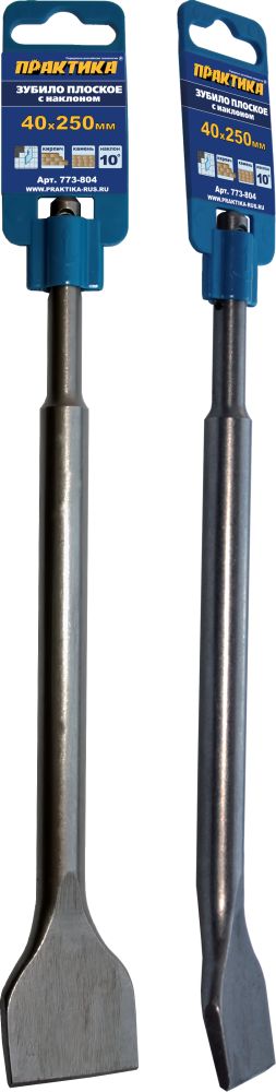 Зубило SDS-plus плоское ПРАКТИКА 40 х 250 мм, для плитки, наклон 10 градусов (773-804)