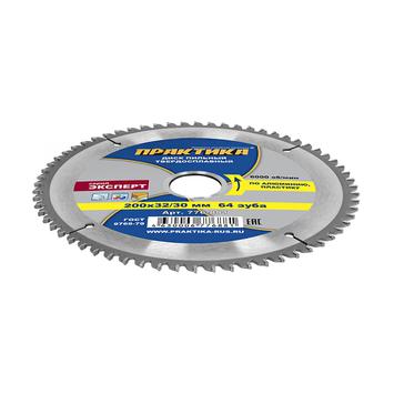 Диск пильный твердосплавный по алюминию ПРАКТИКА 200 х 32\30мм, 64 зуба (776-881)