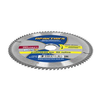 Диск пильный твердосплавный по алюминию ПРАКТИКА 210 х 30\20 мм, 80 зубьев (776-898)